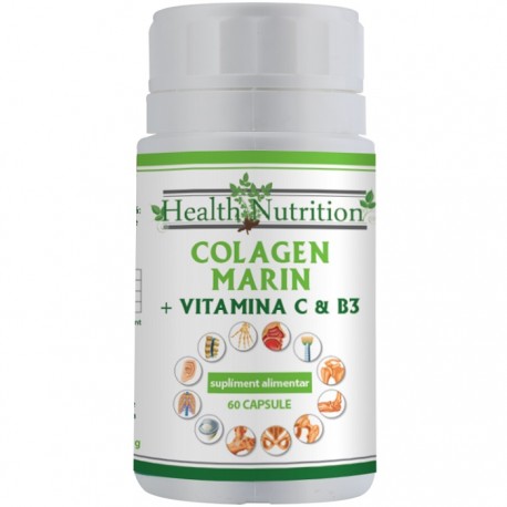 Colagen marin cu Vitamina B3 + C 60 capsule Health Nutrition