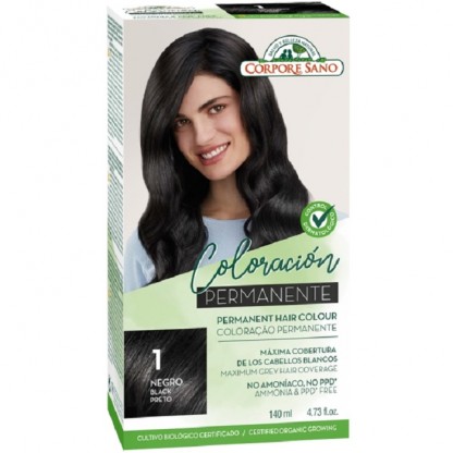 Vopsea de par permanenta, fara amoniac nr 1.Negru 140ml Corpore Sano