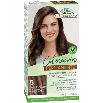 Vopsea de par permanenta, fara amoniac nr 5 Castaniu deschis 140ml Corpore Sano