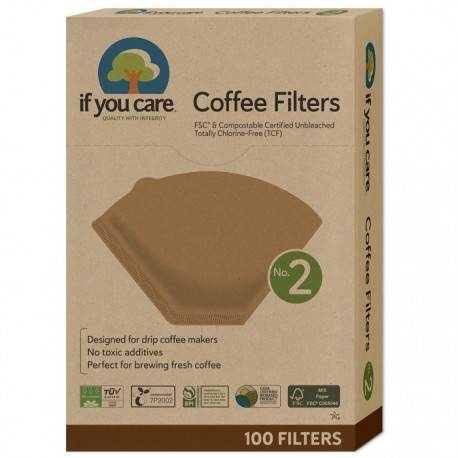 Filtre de cafea marimea 2, nealbite (fara clor), compostabile 100buc If You Care