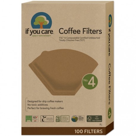 Filtre de cafea marimea 4, nealbite (fara clor), compostabile 100buc If You Care Filtre de cafea marimea 4, nealbite (fara clor), compostabile 100buc If You Care