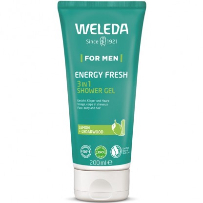 Gel de dus energizant 3 in 1 Men Energy Fresh 200ml Weleda