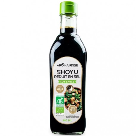 Sos de soya Shoyu cu continut redus de sare bio 480 ml Aromandise