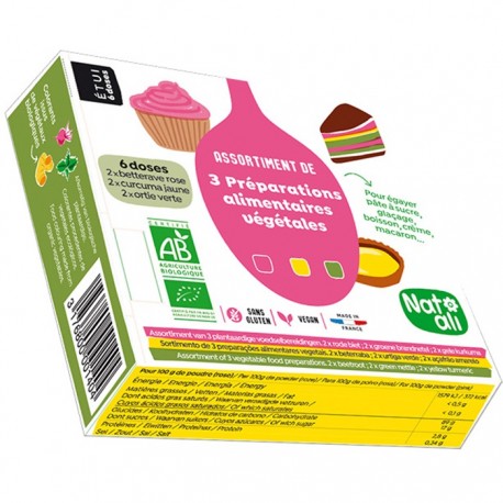 Coloranti alimentari 3 culori bio 6x5g Nat-Ali