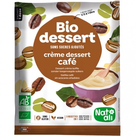 Desert crema cu cafea bio si cicoare, fara zahar 45g Nat-Ali