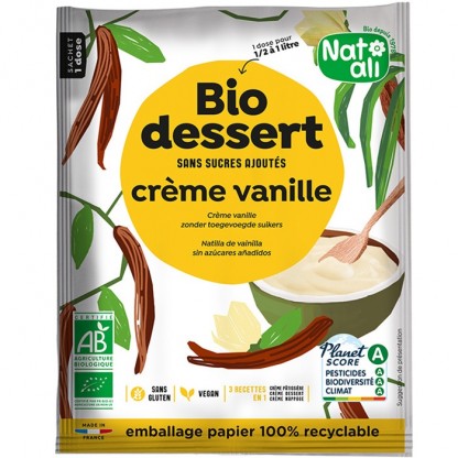 Desert crema cu vanilie bio, fara zahar 35g Nat-Ali