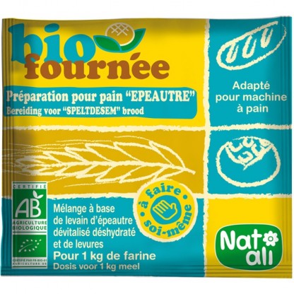 Mix din grau spelta si drojdii pentru paine bio 35g Nat-Ali