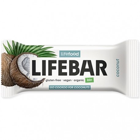 Baton cu cocos bio raw vegan, fara gluten, fara zahar 47g Lifebar