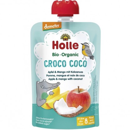 Piure bio din mere, mango si cocos pentru copii, +8 luni bio 100g Holle