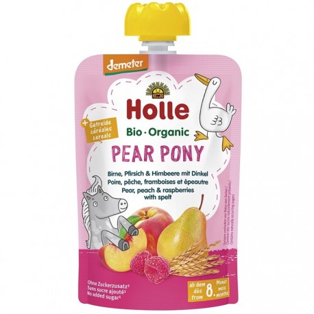 Piure din pere, piersici si zmeura, cu spelta bio pentru copii, + 8 luni 100g Holle
