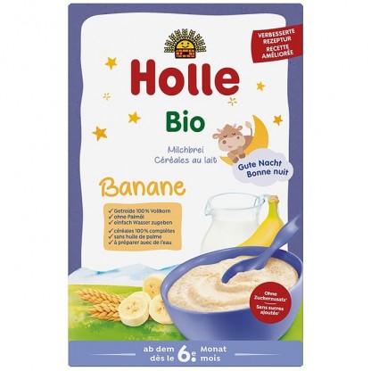 Terci cu lapte si banane bio pentru copii, +6 luni 250g Holle