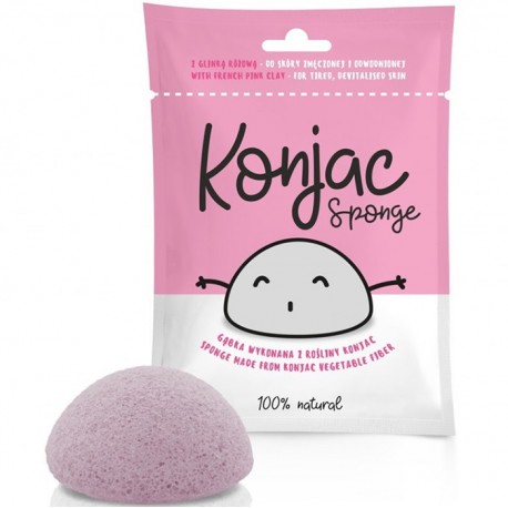 Burete Konjac cu argila roz pentru ten obosit, devitalizat Konjac Sponge