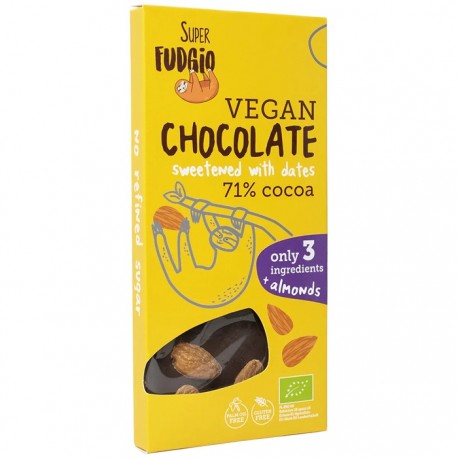 Ciocolata cu migdale si curmale bio, fara zahar 100g Super Fudgio