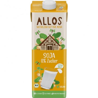 Bautura de soia bio, fara gluten, fara zahar 1000ml Allos