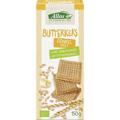 Biscuiti din spelta, unt si miere bio 150g Allos