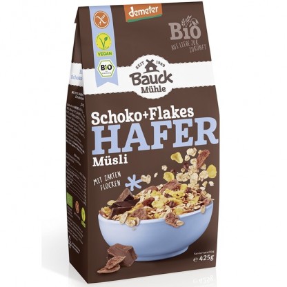 Musli cu fulgi si picaturi de ciocolata bio, fara gluten 425g BauckHof