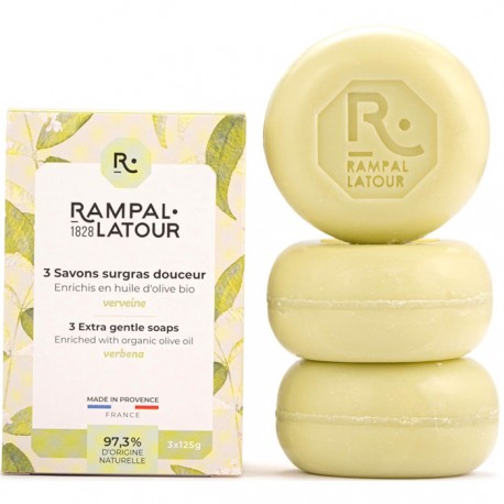 Pachet 3 sapunuri naturale cu verbina si maslina 3x125g Rampal Latour