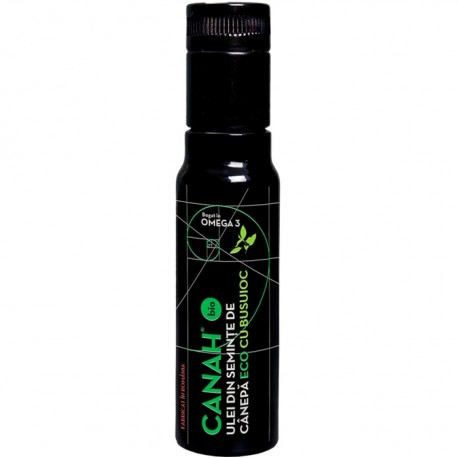 Ulei din seminte canepa cu busuioc bio, presat la rece 100ml Canah Ulei din seminte canepa cu busuioc bio, presat la rece 100ml Canah