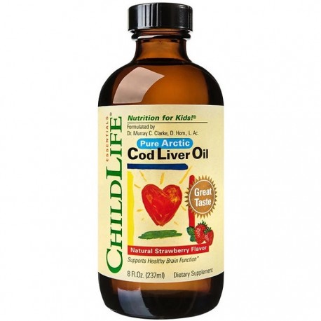 Ulei de ficat de cod (Cod liver oil) pt copii 237ml (gust de capsune) Childlife Essentials