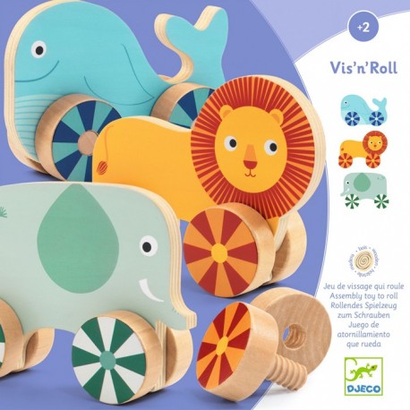 Joc educativ Animale cu surub Vis-n-roll Djeco, de la 2 ani