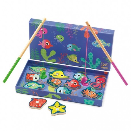 Joc de pescuit magnetic pesti colorati Djeco, de la 2 ani