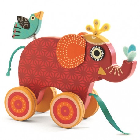 Jucarie de tras Elefantul Indy Djeco, de la 18 luni