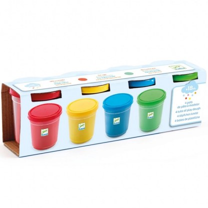 Plastilina 4 tuburi culori clasice Djeco, de la 18 luni