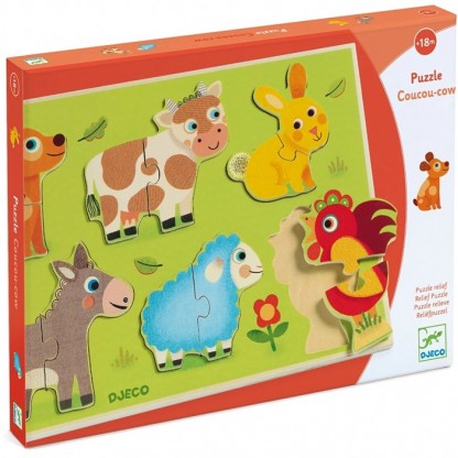 Puzzle din lemn Coucou Djeco, de la 18 luni