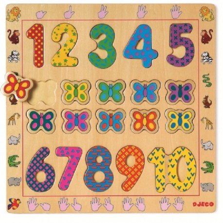 Puzzle din lemn Djeco Cifre, de la 2 ani