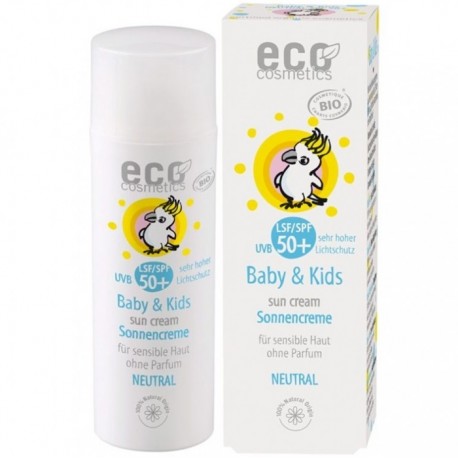 Crema bio protectie solara bebe si copii FPS50+ piele foarte sensibila fara parfum Eco Cosmetics