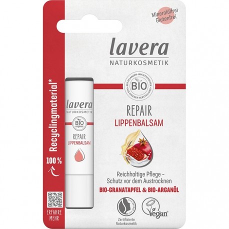 Balsam de buze bio vegan Repair, cu rodie si argan 4,5g Lavera