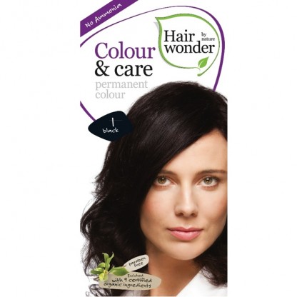 Vopsea de par fara amoniac Black 1 Colour Care Hairwonder