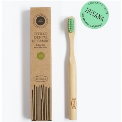 Periuta de dinti pentru copii din bambus, verde, Irisana