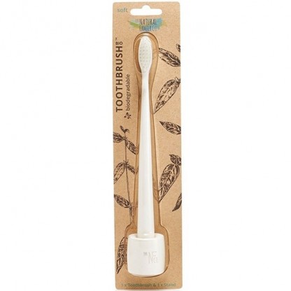 Periuta de dinti biodegradabila cu suport Ivory Desert (alb) Nfco Jack n Jill