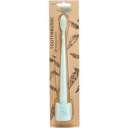 Periuta de dinti biodegradabila cu suport Rivermint (verde) Nfco Jack n Jill