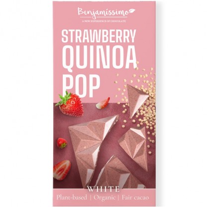 Ciocolata alba cu capsuni si quinoa bio 60g Benjamissimo