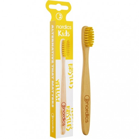 Periuta de dinti pt copii din bambus, galbena, Nordics Organic Care