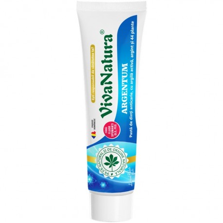 GennaDent Argentum Pasta de dinti naturala cu argila si argint, fara fluor 150ml VivaNatura
