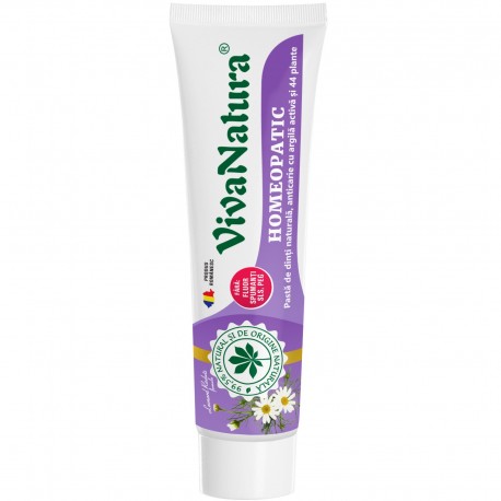 GennaDent Homeopatic Pasta de dinti naturala cu argila si plante, fara fluor 80ml VivaNatura