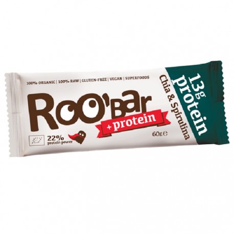 Baton proteic cu chia si spirulina raw bio 60g Roobar