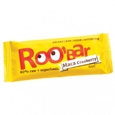 Baton raw bio cu maca si merisor 30g Roobar