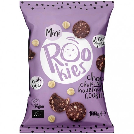 Mini cookies cu ciocolata si alune bio 100g Rookie