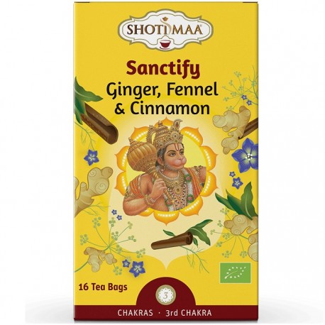 Ceai Chakras Sanctify: ghimbir, fenicul si scortisoara bio 16 pliculete Shotimaa