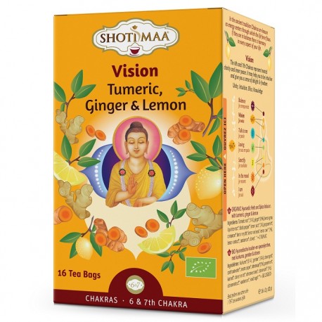 Ceai Chakras Vision cu turmeric, ghimbir si lamaie bio 16 pliculete Shotimaa