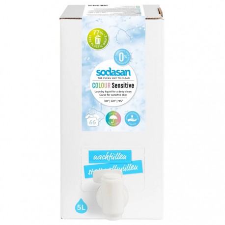 Detergent lichid pt rufe albe si colorate Sensitiv, fara parfum 5L Sodasan