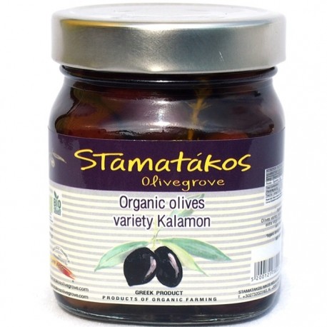 Masline Kalamata cu continut redus de sare bio 290g Stamatakos Grecia