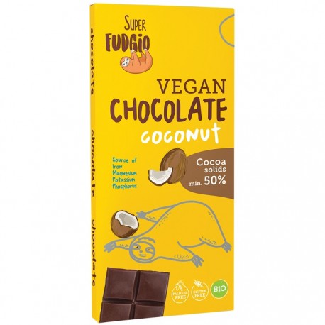 Ciocolata cu lapte de cocos bio vegan, fara gluten 80g Super Fudgio