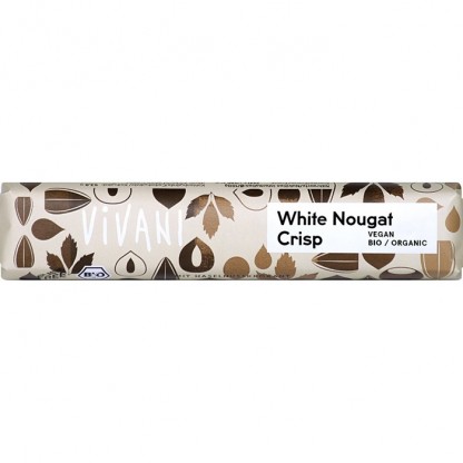 Baton crocant de ciocolata alba cu alune si unt de cacao bio 35g Vivani