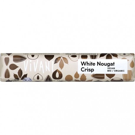Baton crocant de ciocolata alba cu alune si unt de cacao bio 35g Vivani