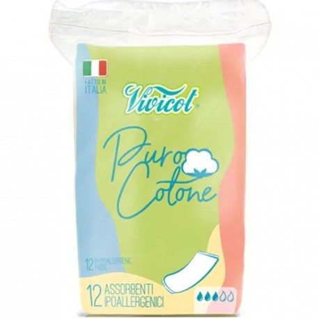 Absorbante din bumbac bio, fara aripioare 3 picaturi, 12 buc Vivicot